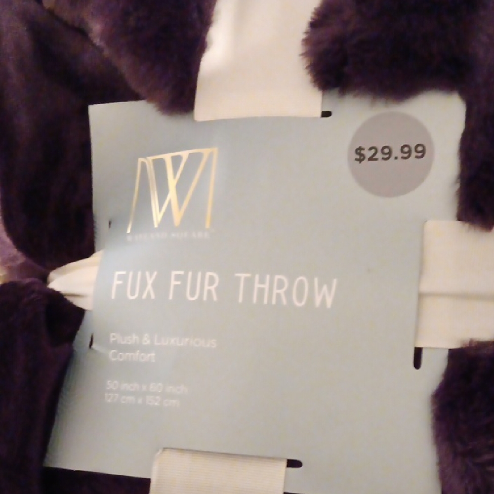Fur Throw Maryland Square Purple 50" X 60"
